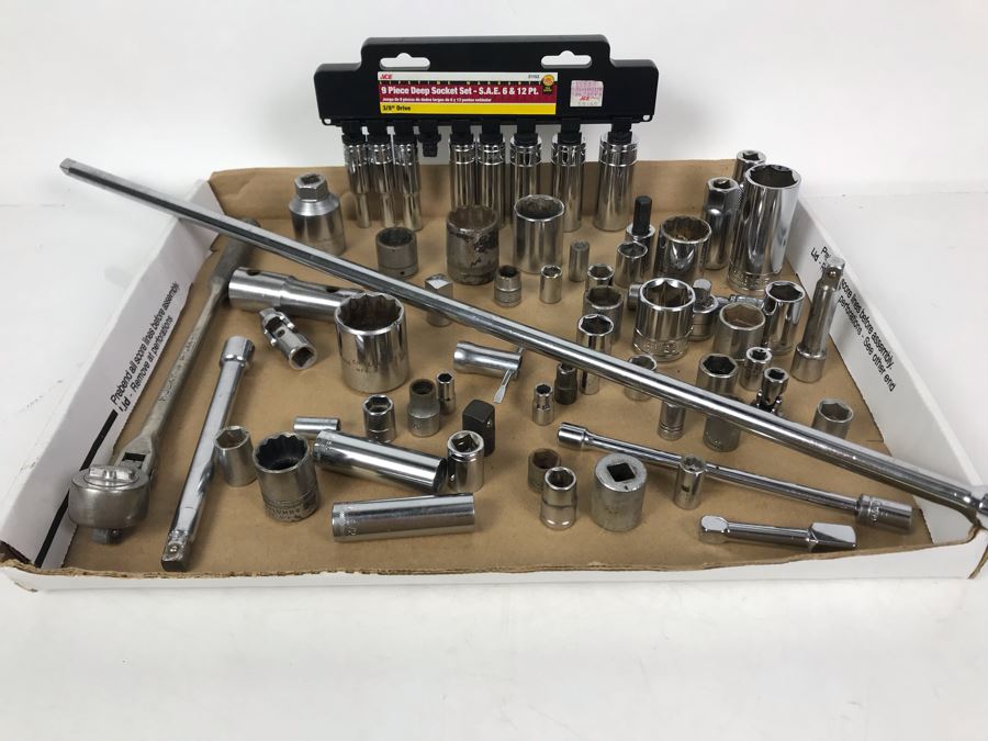 Various Sockets Wrenches Tools - See Photos