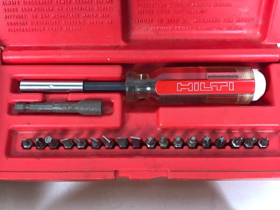 Various Tools Lot Including Hilti Screwdriver Set, Dewalt Drills