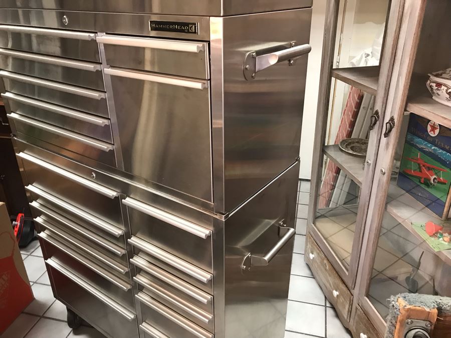 Hammerhead Stainless Steel Rolling Tool Chest With Ball Bearing Slides And Tools Including Power Tools - Tool Chest Retailed For $3,500 - See Photos For Tools [Photo 9]
