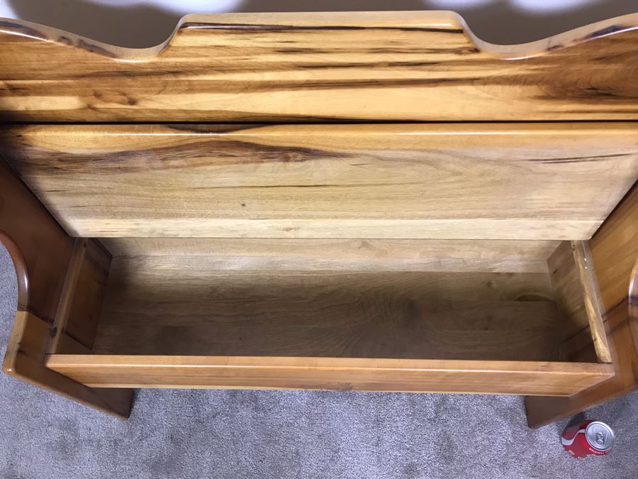 Custom Solid Wooden Bench With Hinged Storage Under Seat 36W X 12D X 32.5H [Photo 6]