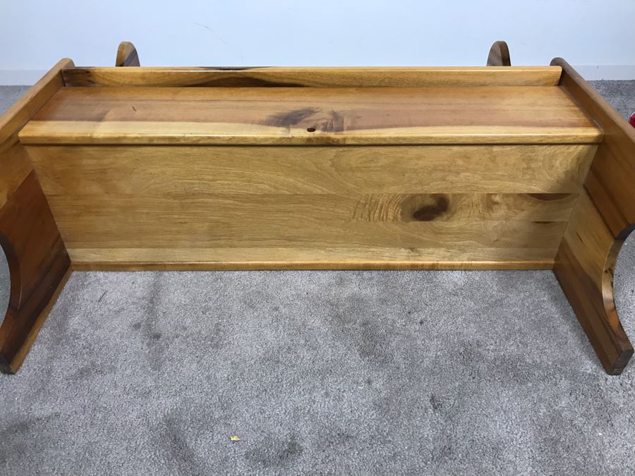 Custom Solid Wooden Bench With Hinged Storage Under Seat 36W X 12D X 32.5H [Photo 2]