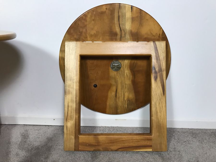 Pair Of Oregon Myrtlewood Folding Side Tables 22.5R X 20.5H [Photo 11]