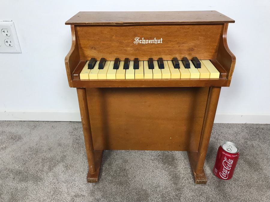 Vintage O. Schoenhut Philadelphia, PA Kids Toy Piano - Veneer Pieces Missing On Side - All Keys Working 17W X 11D X 20H [Photo 3]