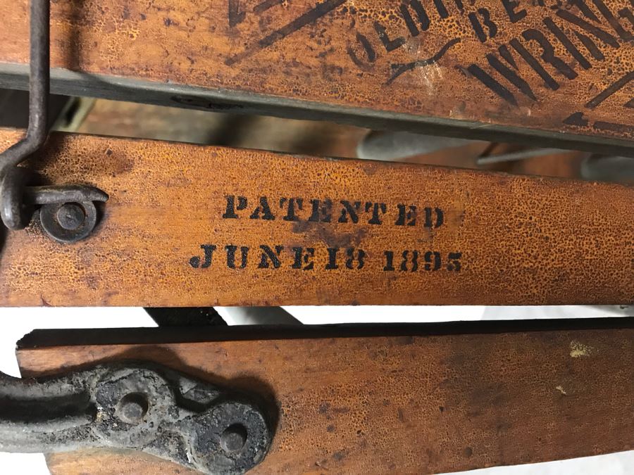 Antique American Wringer Co Folding Bench Wringer 1895 Patent Date Model No B 151 New York 48H X 27D [Photo 5]