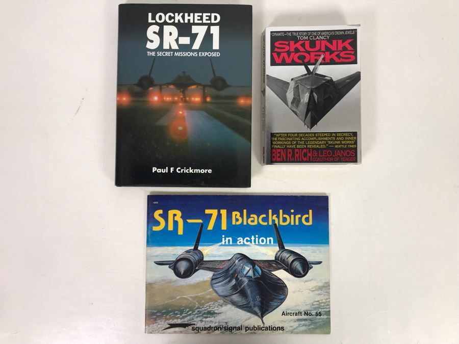 (3) Skunk Works Lockheed Books: Lockheed SR-71 The Secret Missions Exposed, Skunk Works, SR-71 Blackbird In Action [Photo 1]