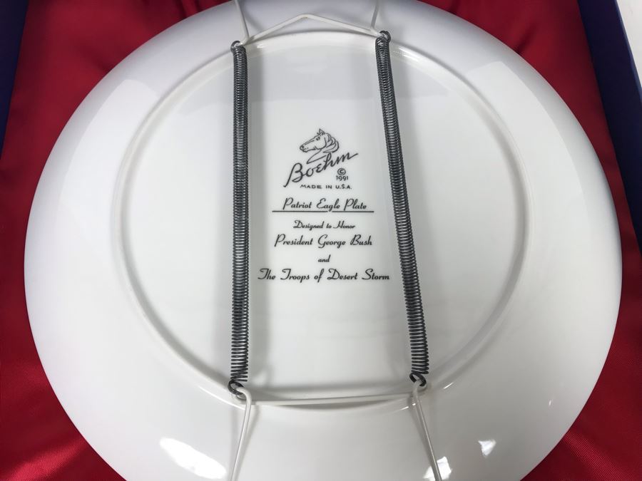 Boehm Patriot Eagle Commemorative English Bone China Plate Honoring President George Bush And Our Troops Of Desert Storm With Box 10.75R  [Photo 4]
