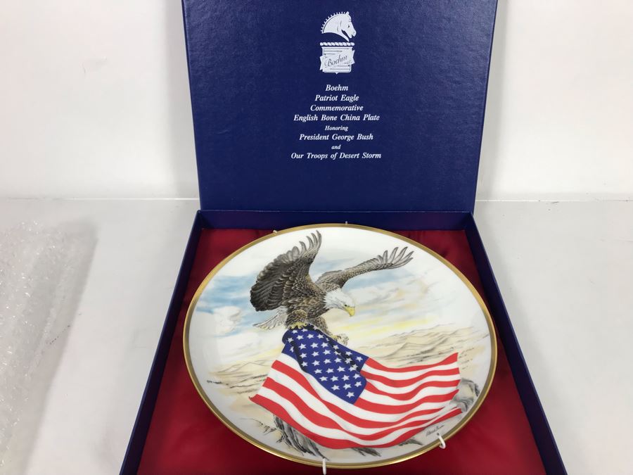 Boehm Patriot Eagle Commemorative English Bone China Plate Honoring President George Bush And Our Troops Of Desert Storm With Box 10.75R  [Photo 1]