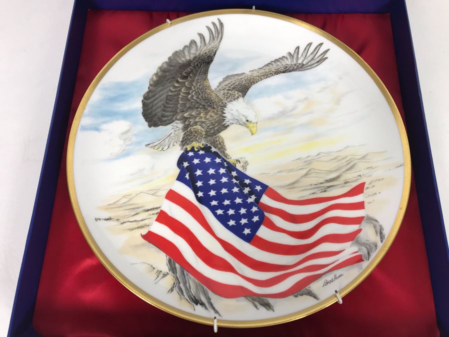 Boehm Patriot Eagle Commemorative English Bone China Plate Honoring President George Bush And Our Troops Of Desert Storm With Box 10.75R  [Photo 2]