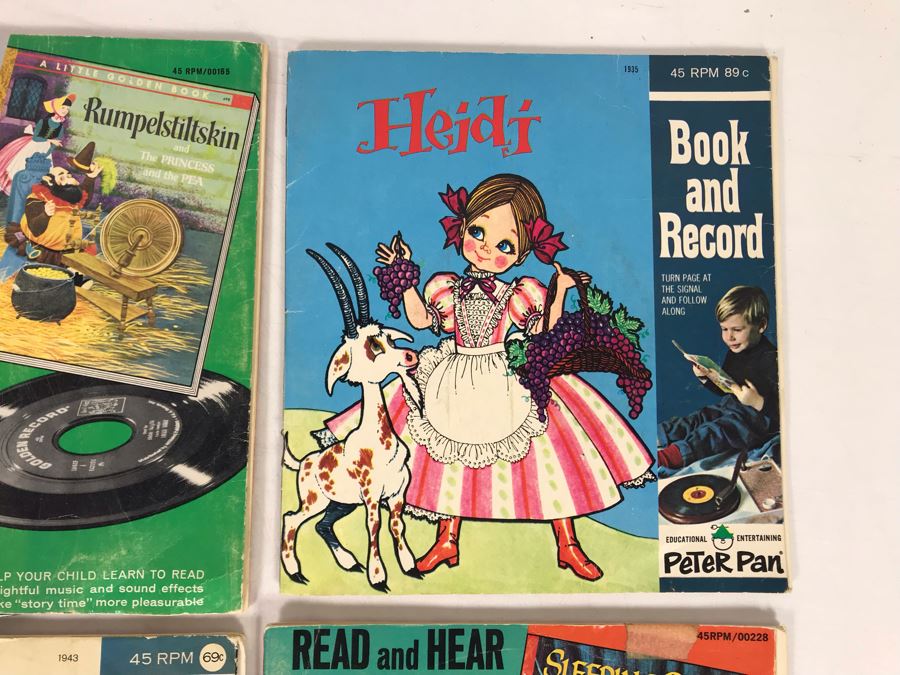 (4) 45s Children's Little Golden Book Records: Alice In Wonderland, Rumpelstiltskin, Heidi And Sleeping Beauty [Photo 5]