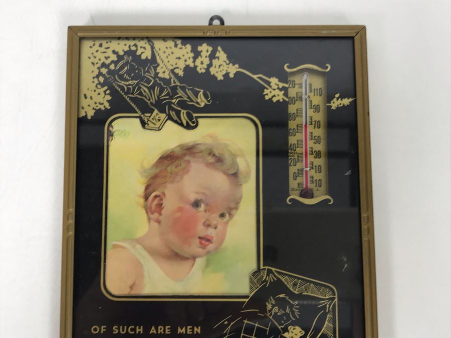 Vintage Advertising Wall Thermometer Of Such Are Men Poem 4.5W X 6H [Photo 2]