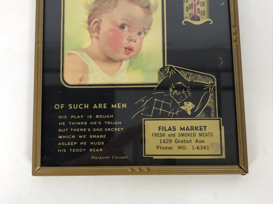 Vintage Advertising Wall Thermometer Of Such Are Men Poem 4.5W X 6H [Photo 3]