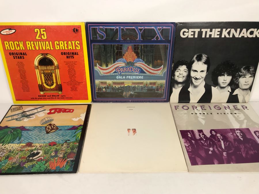 (6) Vinyl Records: Pet Shop Boys, Foreigner, Men At Work, The Knack, Styx And 25 Rock Revival Greats [Photo 1]