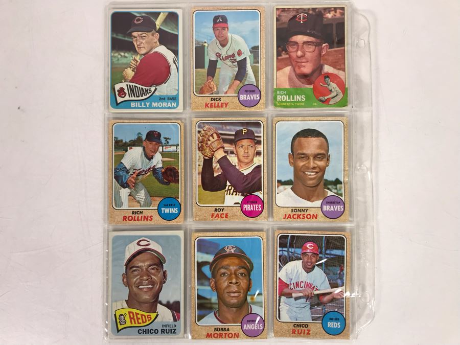 Vintage 1960s Baseball Cards - 9 Total With Plastic Card Sleeve [Photo 1]