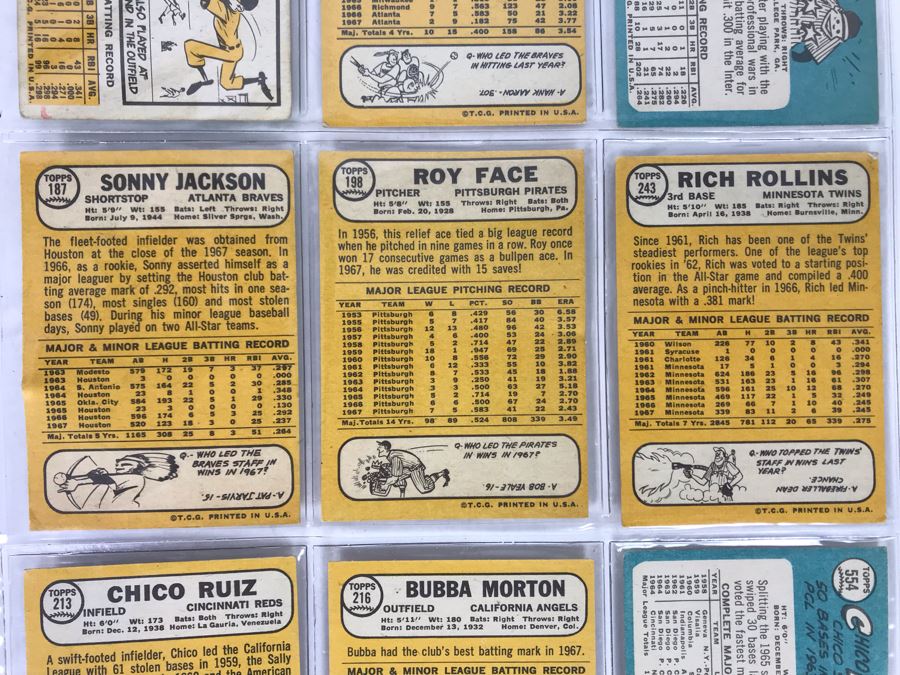 Vintage 1960s Baseball Cards - 9 Total With Plastic Card Sleeve [Photo 7]
