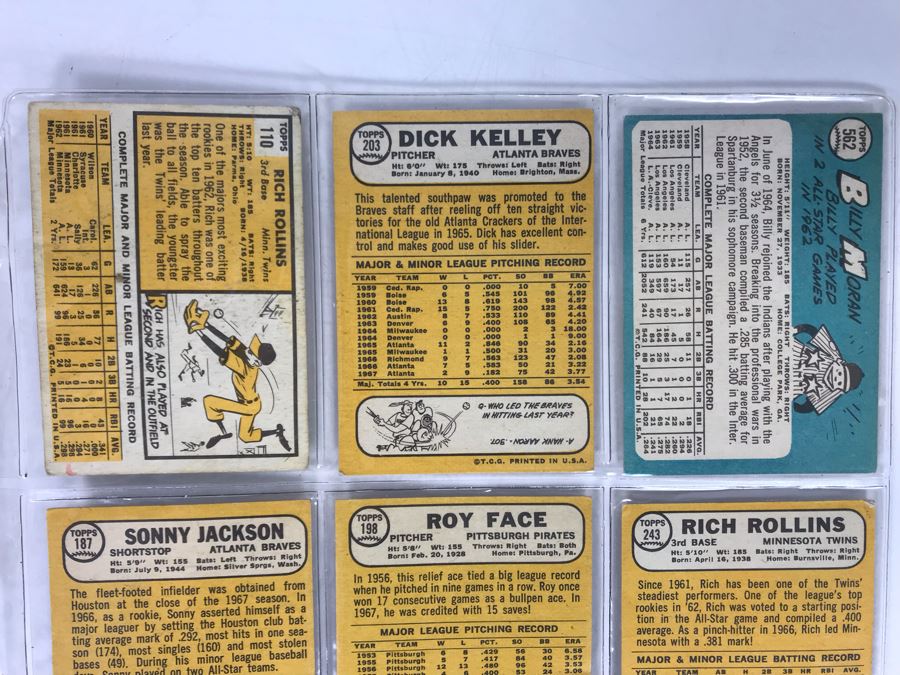 Vintage 1960s Baseball Cards - 9 Total With Plastic Card Sleeve [Photo 6]