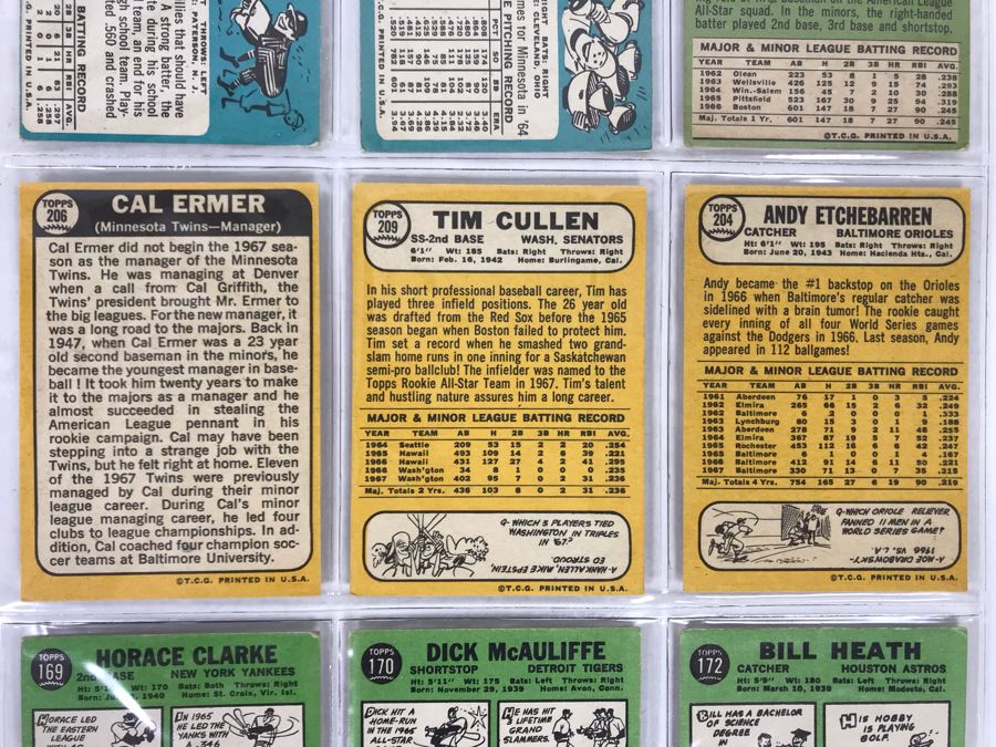 Vintage 1960s Baseball Cards - 9 Total With Plastic Card Sleeve [Photo 7]