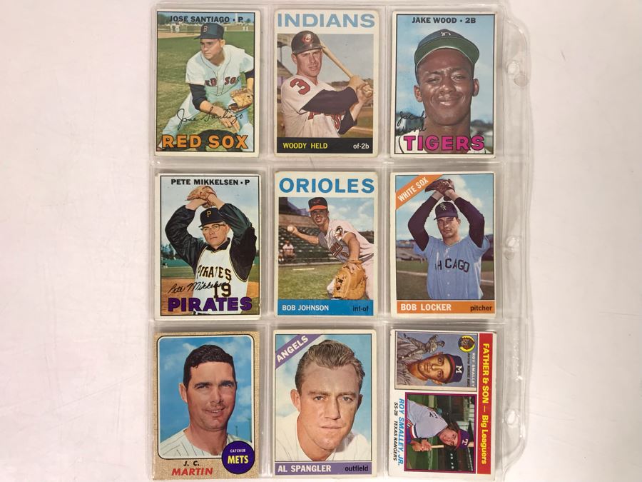 Vintage 1960s Baseball Cards - 9 Total With Plastic Card Sleeve [Photo 1]