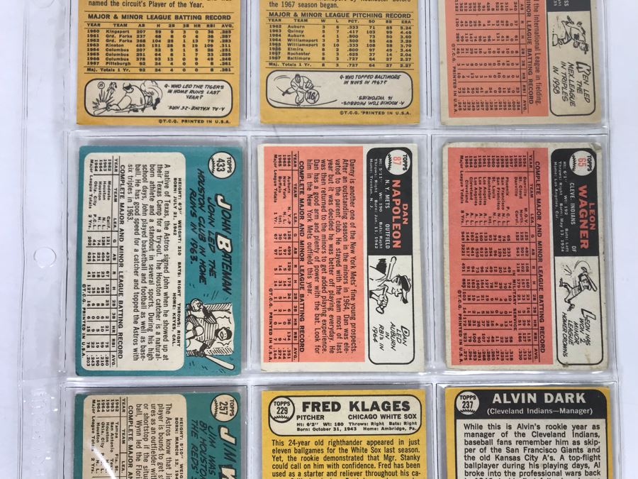 Vintage 1960s Baseball Cards - 9 Total With Plastic Card Sleeve [Photo 7]
