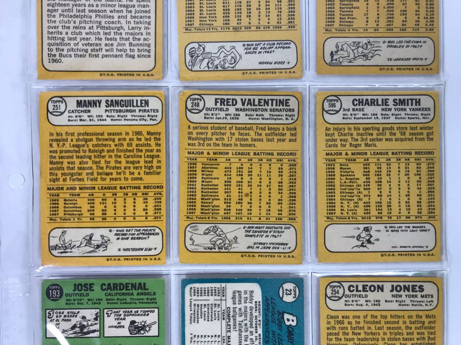 Vintage 1960s Baseball Cards - 9 Total With Plastic Card Sleeve [Photo 7]