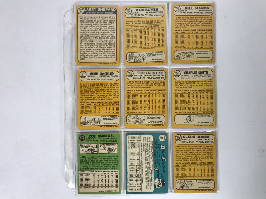 Vintage 1960s Baseball Cards - 9 Total With Plastic Card Sleeve [Photo 5]