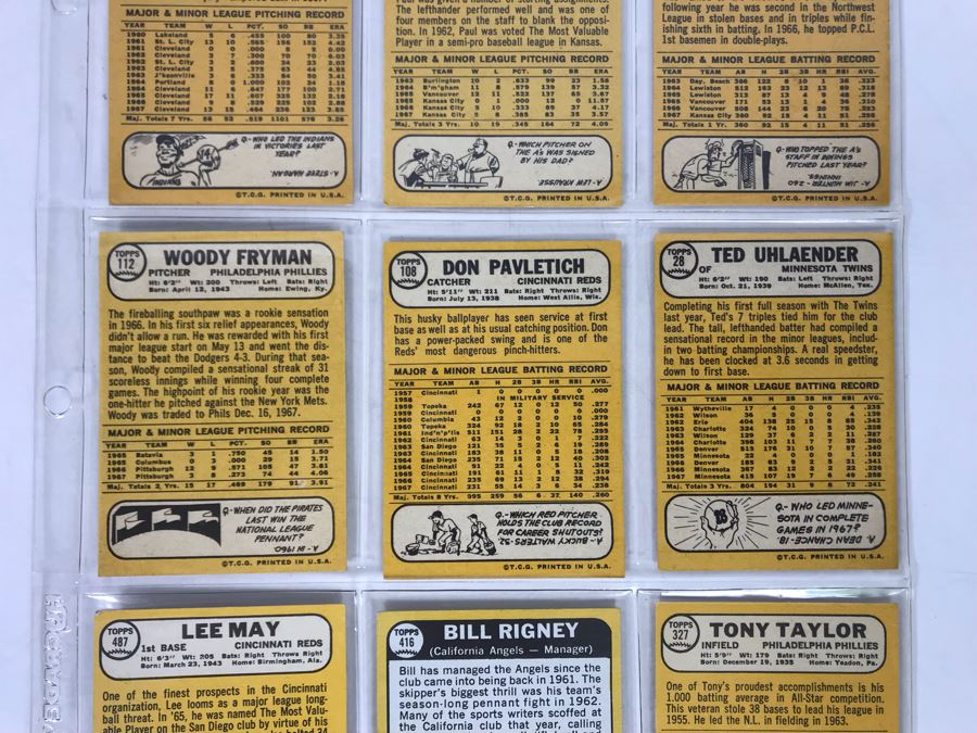 Vintage 1960s Baseball Cards - 9 Total With Plastic Card Sleeve [Photo 7]