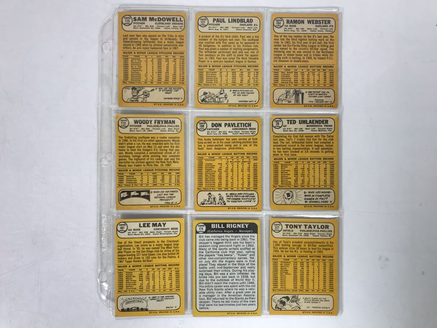 Vintage 1960s Baseball Cards - 9 Total With Plastic Card Sleeve [Photo 5]