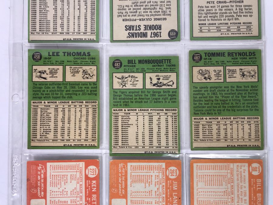 Vintage 1960s Baseball Cards - 9 Total With Plastic Card Sleeve [Photo 7]