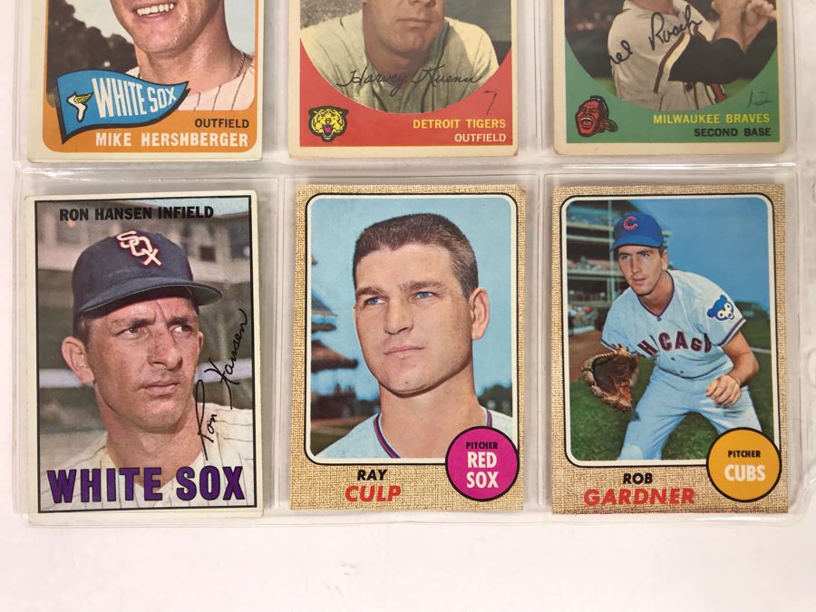 Vintage 1960s Baseball Cards - 9 Total With Plastic Card Sleeve