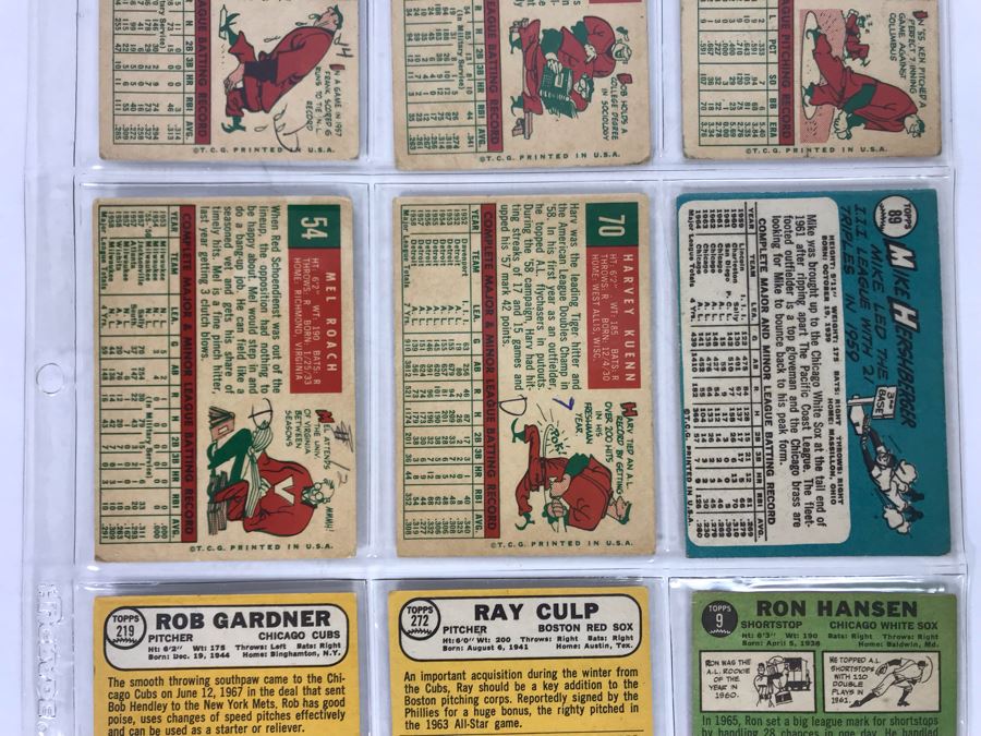 Vintage 1960s Baseball Cards - 9 Total With Plastic Card Sleeve [Photo 7]