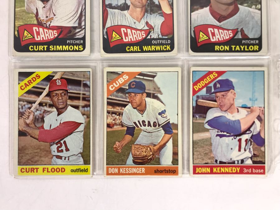 Vintage 1960s Baseball Cards 9 Total With Plastic Card Sleeve