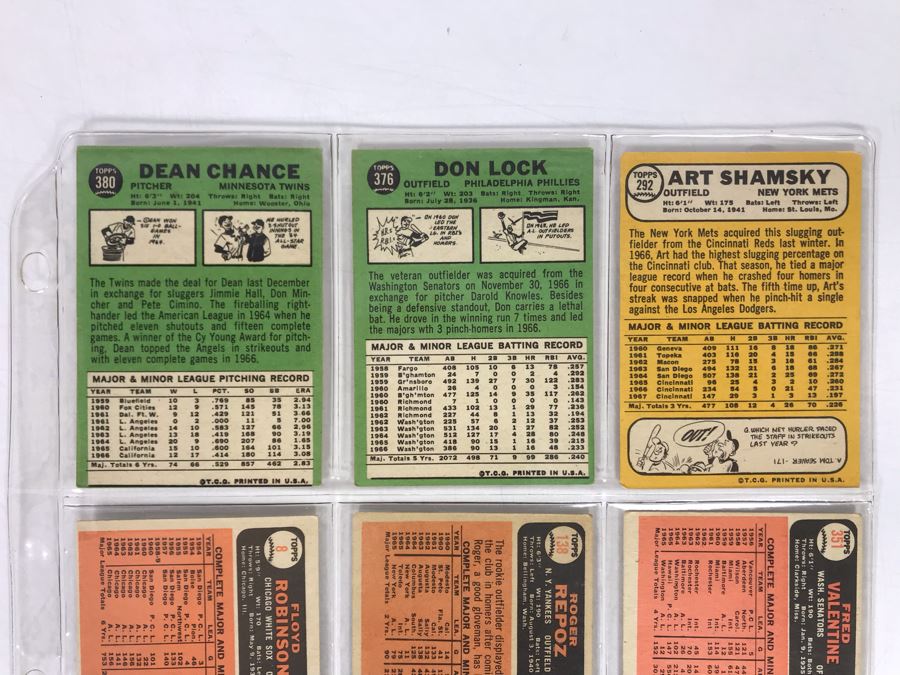 Vintage 1960s Baseball Cards - 9 Total With Plastic Card Sleeve [Photo 6]
