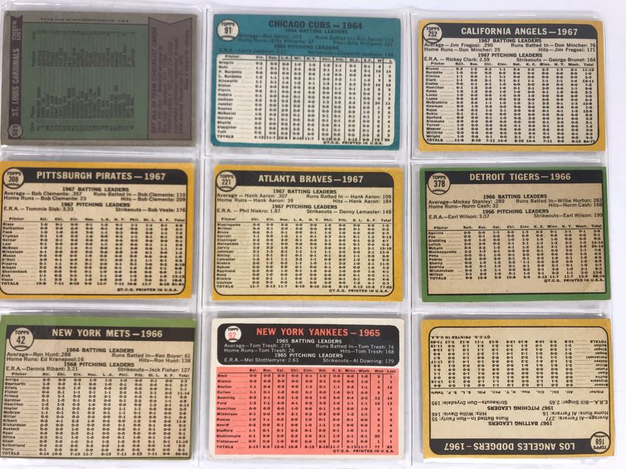 Vintage 1960s Baseball Cards - 9 Total With Plastic Card Sleeve [Photo 7]