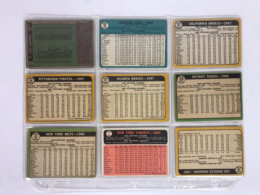 Vintage 1960s Baseball Cards - 9 Total With Plastic Card Sleeve [Photo 5]
