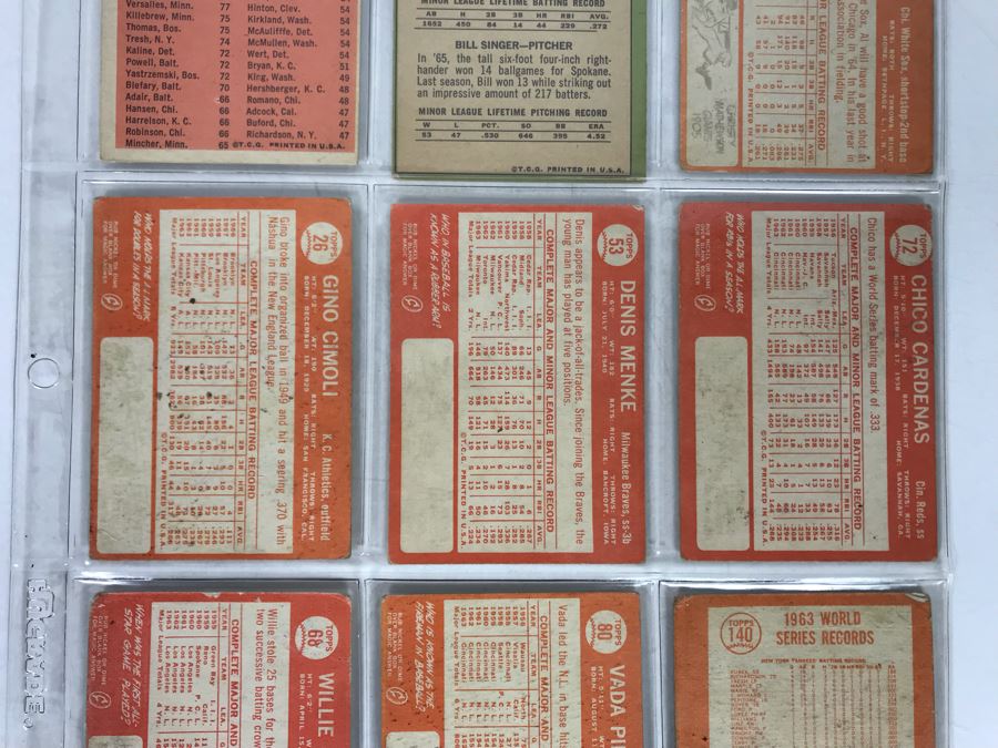 Vintage 1960s Baseball Cards - 9 Total With Plastic Card Sleeve [Photo 7]