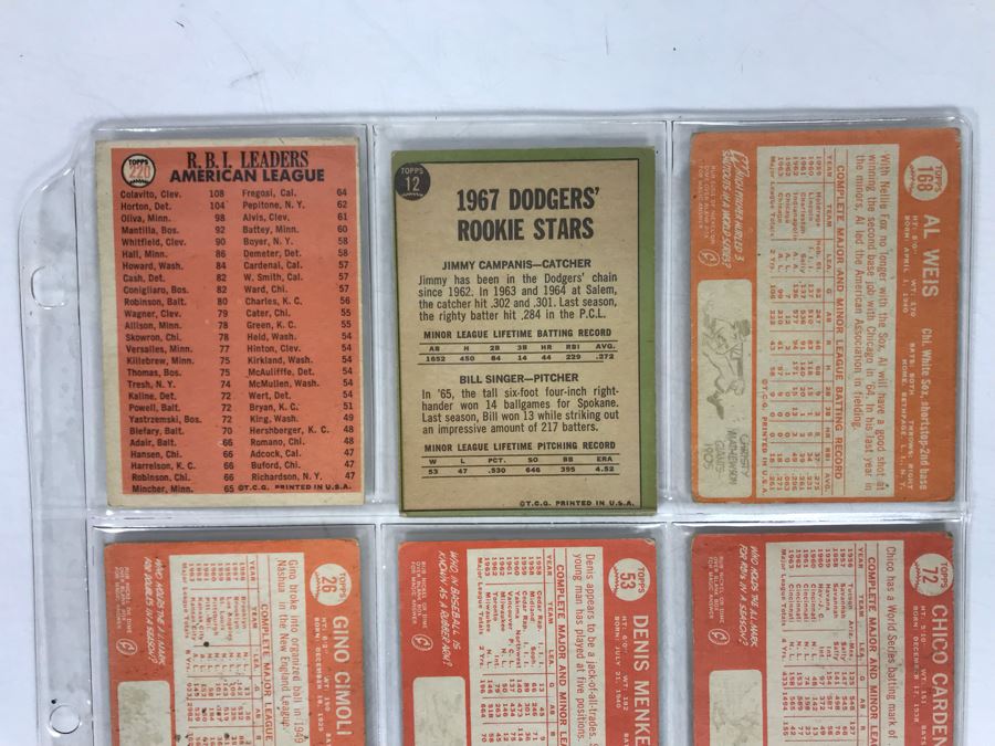 Vintage 1960s Baseball Cards - 9 Total With Plastic Card Sleeve [Photo 6]