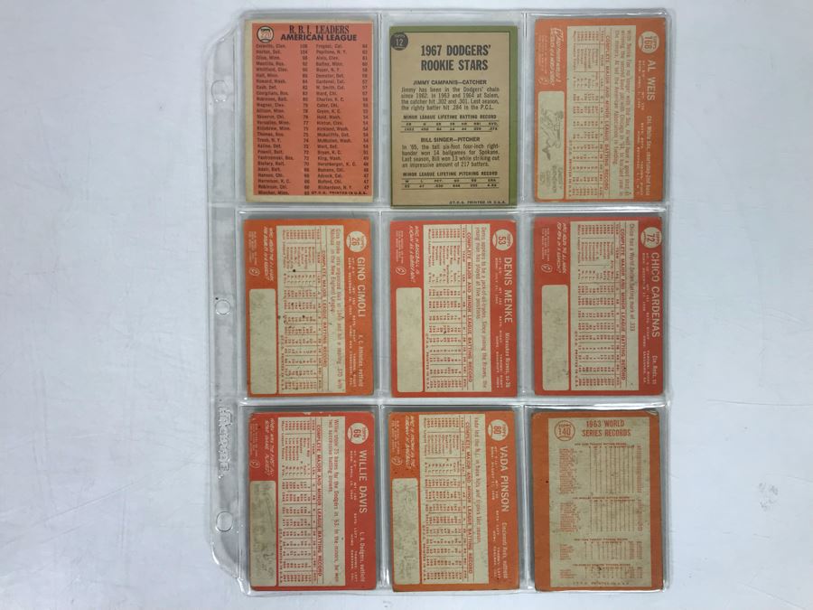Vintage 1960s Baseball Cards - 9 Total With Plastic Card Sleeve [Photo 5]