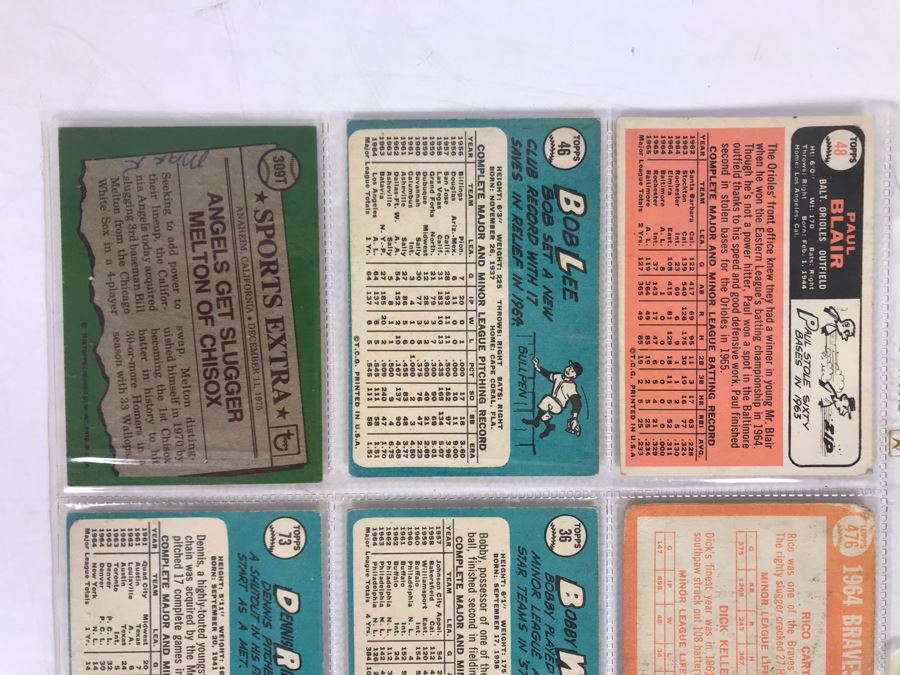 Vintage 1960s Baseball Cards - 9 Total With Plastic Card Sleeve [Photo 6]