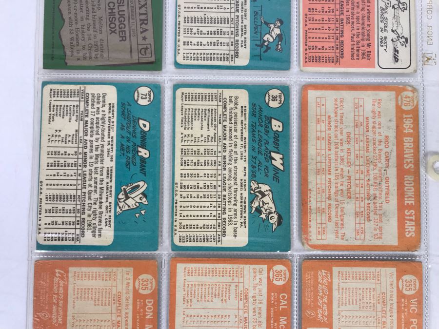 Vintage 1960s Baseball Cards - 9 Total With Plastic Card Sleeve [Photo 7]