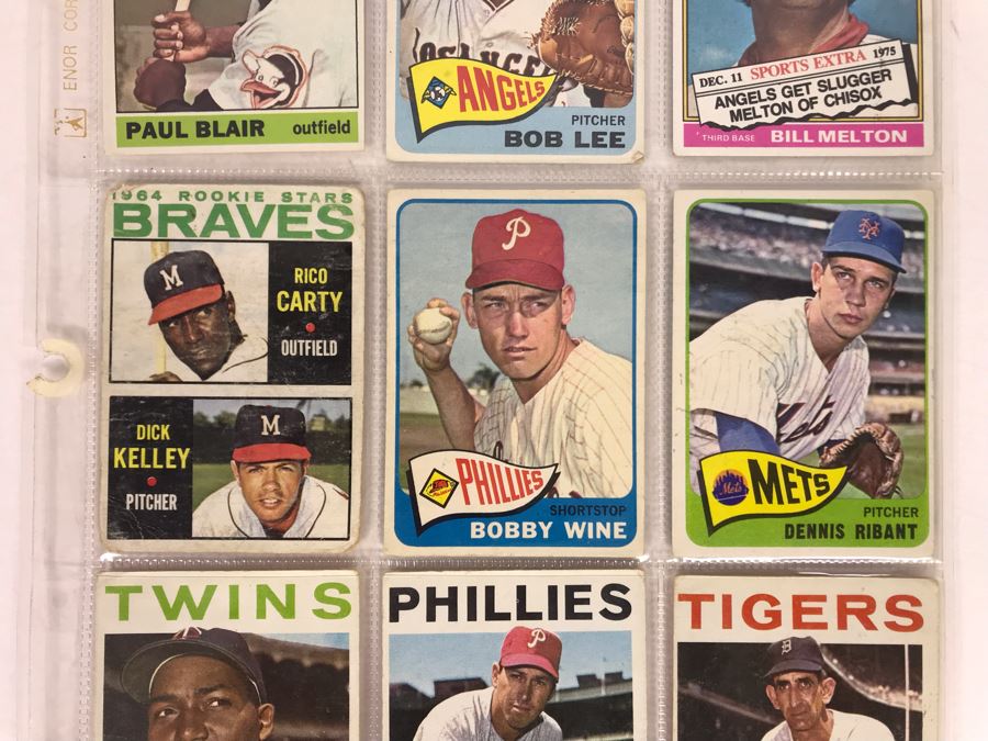 Vintage 1960s Baseball Cards - 9 Total With Plastic Card Sleeve [Photo 3]