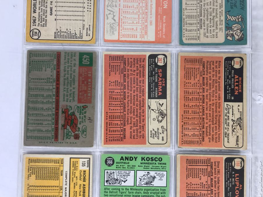Vintage 1960s Baseball Cards - 9 Total With Plastic Card Sleeve [Photo 7]