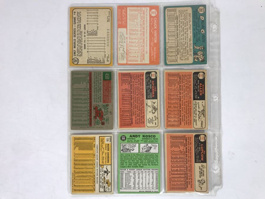 Vintage 1960s Baseball Cards - 9 Total With Plastic Card Sleeve [Photo 5]