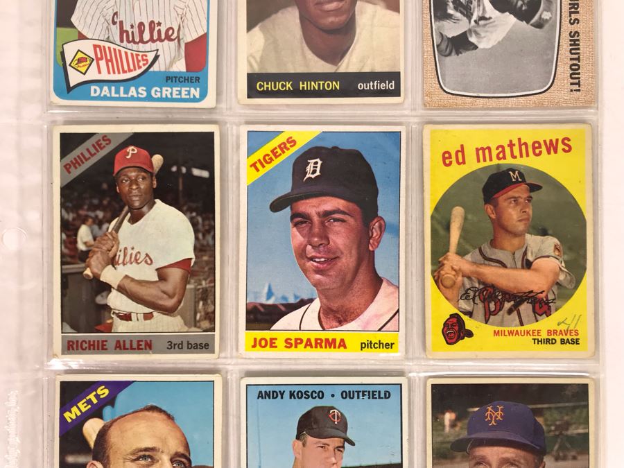 Vintage 1960s Baseball Cards - 9 Total With Plastic Card Sleeve [Photo 3]