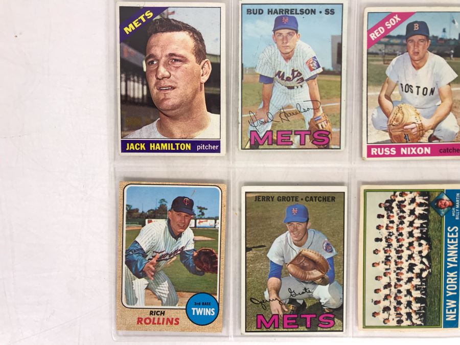 Vintage 1960s Baseball Cards - 8 Total With Plastic Card Sleeve [Photo 2]