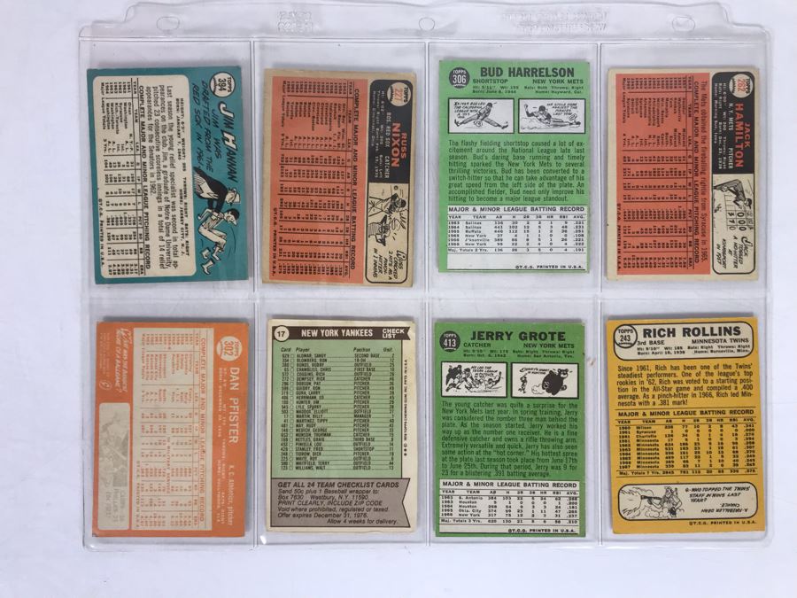 Vintage 1960s Baseball Cards - 8 Total With Plastic Card Sleeve [Photo 4]