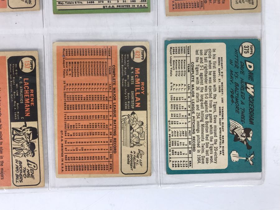 Vintage 1960s Baseball Cards - 8 Total With Plastic Card Sleeve [Photo 9]