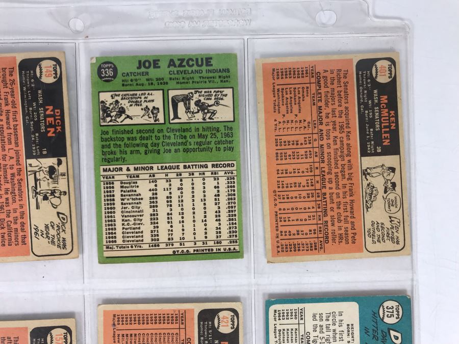 Vintage 1960s Baseball Cards - 8 Total With Plastic Card Sleeve [Photo 8]
