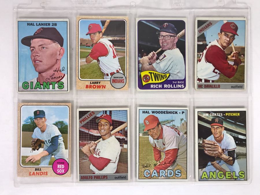 Vintage 1960s Baseball Cards - 8 Total With Plastic Card Sleeve [Photo 1]