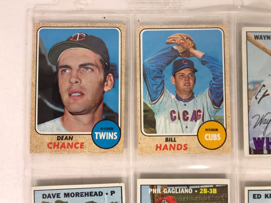 Vintage 1960s Baseball Cards - 8 Total With Plastic Card Sleeve