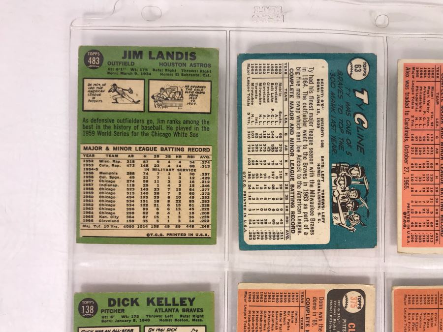Vintage 1960s Baseball Cards - 8 Total With Plastic Card Sleeve [Photo 7]