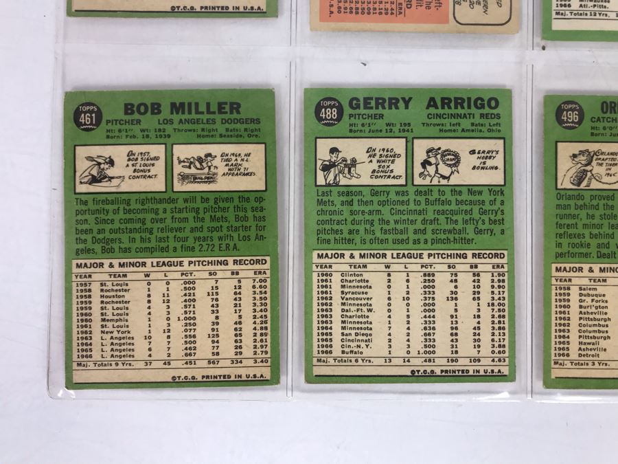 Vintage 1960s Baseball Cards - 8 Total With Plastic Card Sleeve [Photo 10]